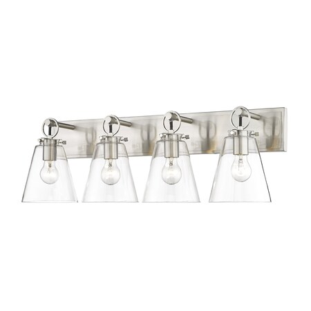 Z-Lite Harper 4 Light Vanity, Brushed Nickel & Clear 483-4V-BN